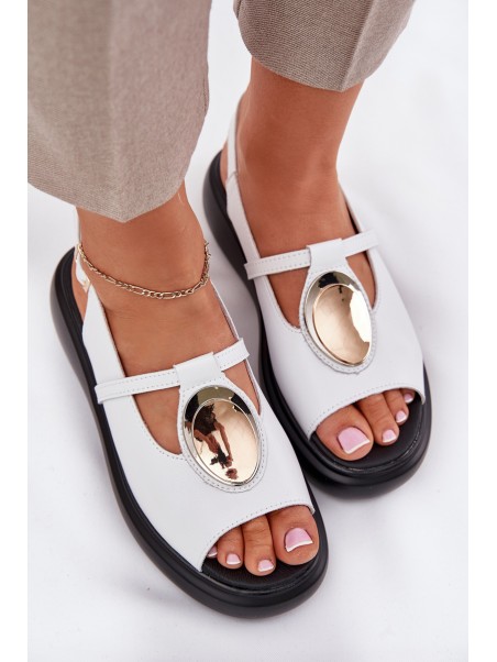Leather Elegant Women's Sandals S.Barski GR51-603 White
