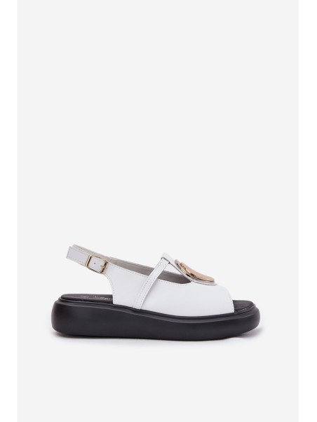 Leather Elegant Women's Sandals S.Barski GR51-603 White