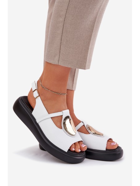 Leather Elegant Women's Sandals S.Barski GR51-603 White