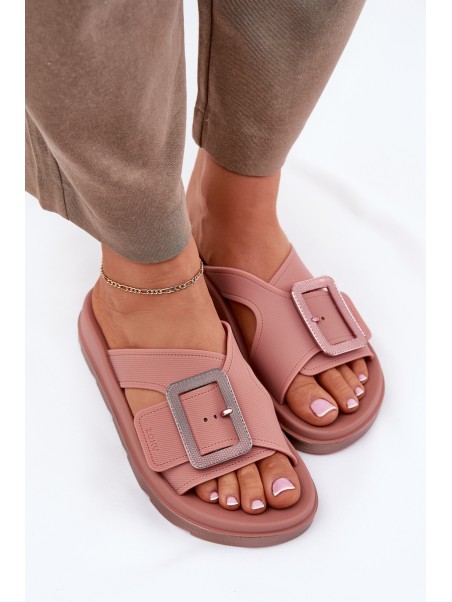 Fragrant women's flip flops with decorative buckle ZAXY RR285077 dirty pink