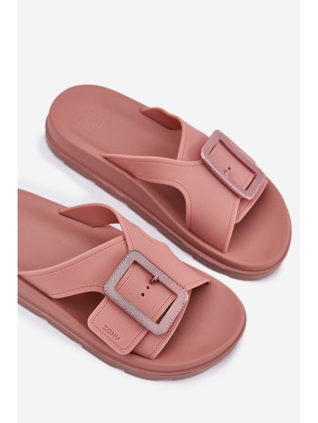 Fragrant women's flip flops with decorative buckle ZAXY RR285077 dirty pink
