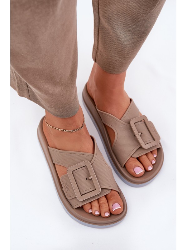 Fragrant Women's Slippers With Decorative Buckle Beige ZAXY RR285076