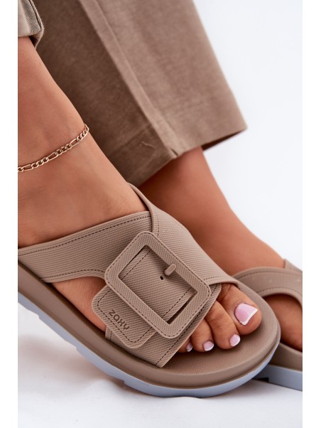 Fragrant Women's Slippers With Decorative Buckle Beige ZAXY RR285076