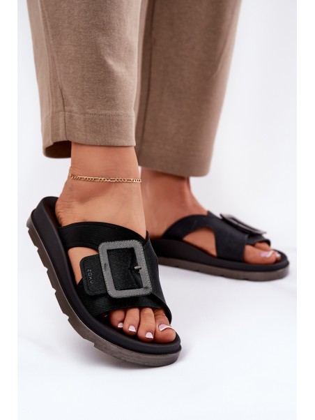 Fragrant Ladies Slippers With Decorative Buckle Black ZAXY RR285078
