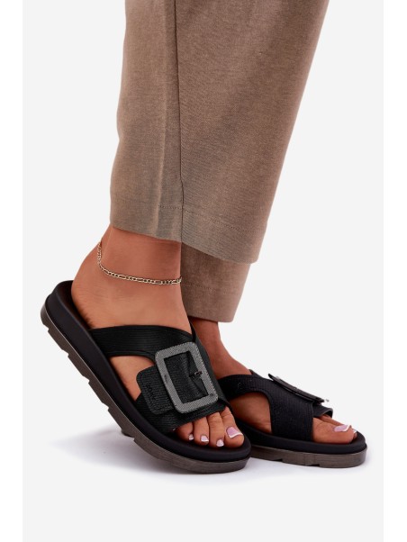 Fragrant Ladies Slippers With Decorative Buckle Black ZAXY RR285078