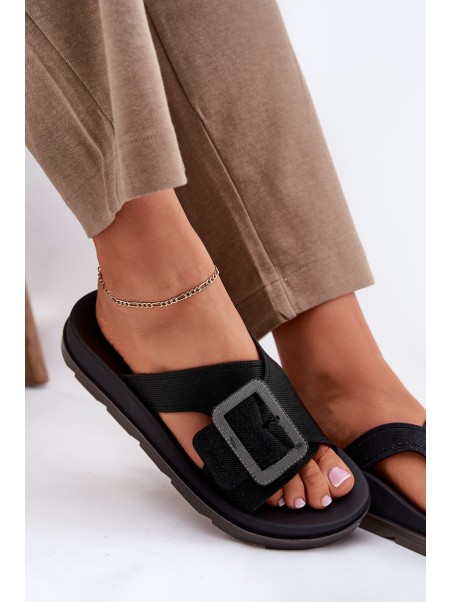 Fragrant Ladies Slippers With Decorative Buckle Black ZAXY RR285078