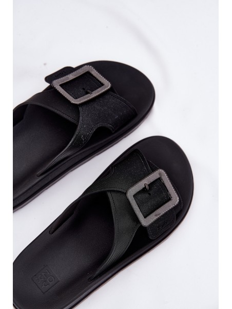 Fragrant Ladies Slippers With Decorative Buckle Black ZAXY RR285078