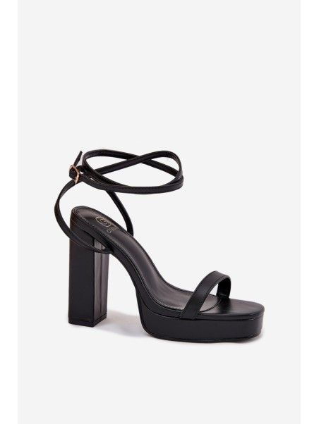 Womens Heeled Sandals With Strap Black Fevenne