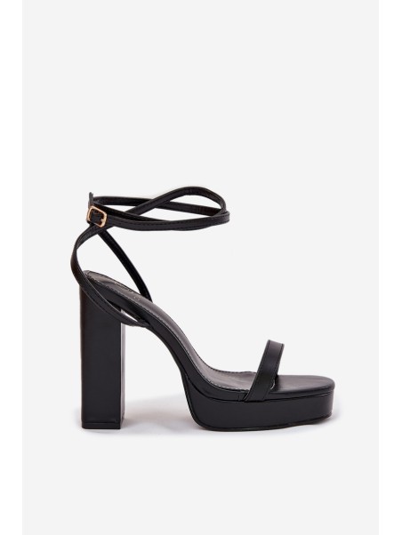 Womens Heeled Sandals With Strap Black Fevenne