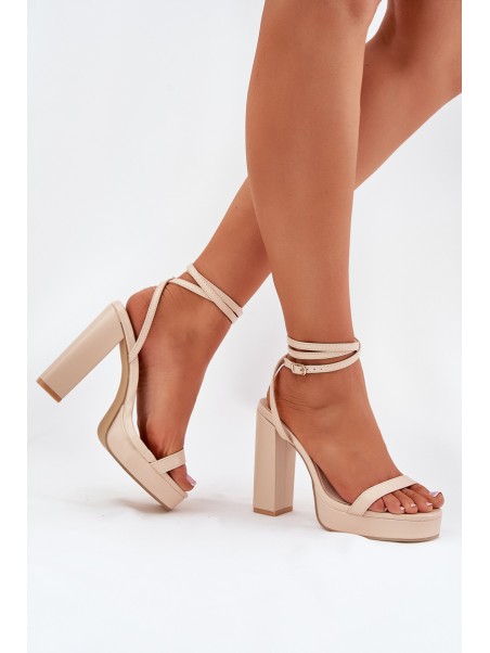 Women's Heeled Sandals With Strap Beige Fevenne