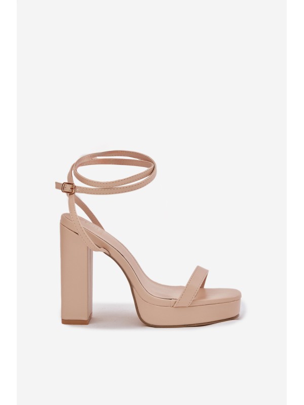 Women's Heeled Sandals With Strap Beige Fevenne