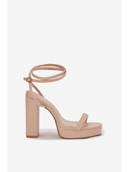 Women's Heeled Sandals With Strap Beige Fevenne