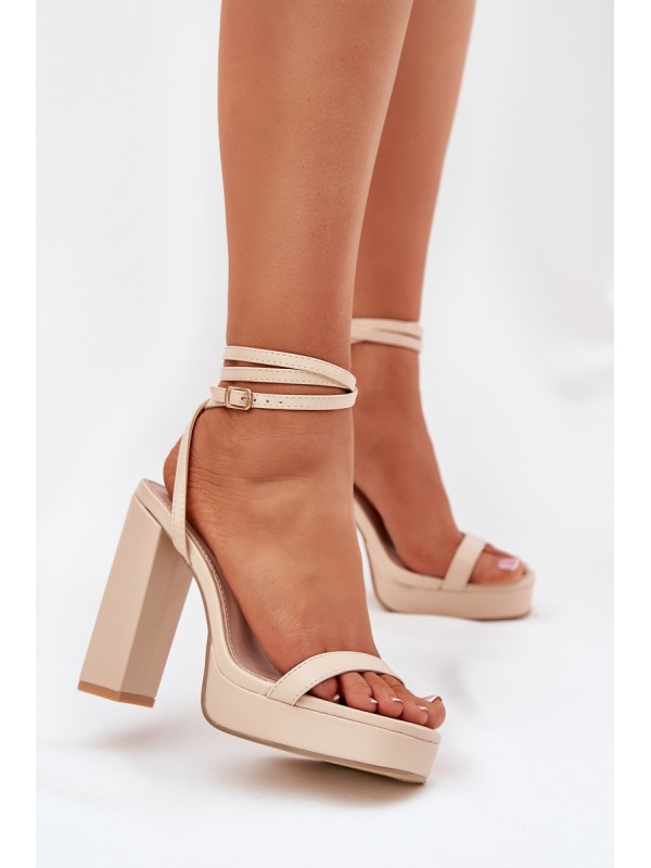 Women's Heeled Sandals With Strap Beige Fevenne