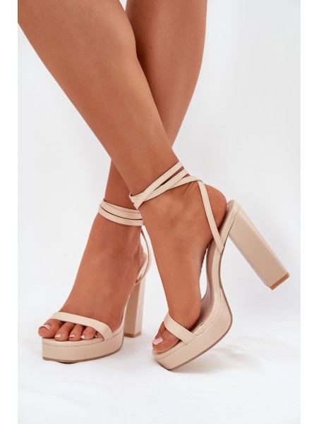Women's Heeled Sandals With Strap Beige Fevenne