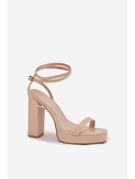 Women's Heeled Sandals With Strap Beige Fevenne