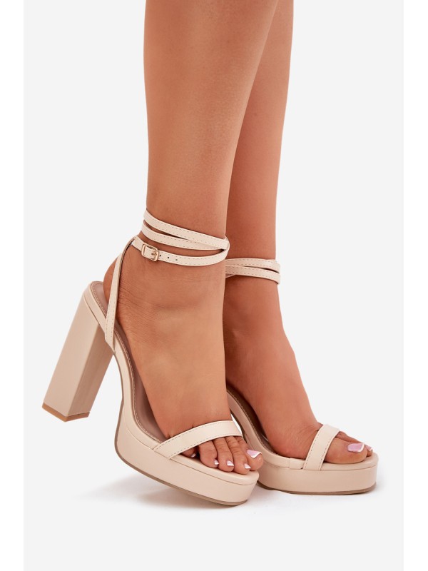 Women's Heeled Sandals With Strap Beige Fevenne