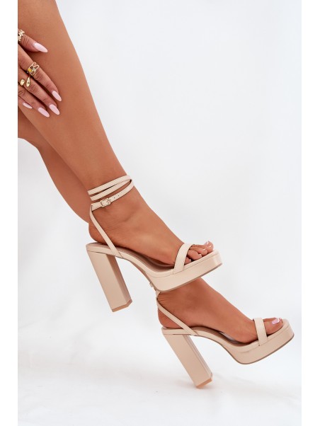 Women's Heeled Sandals With Strap Beige Fevenne