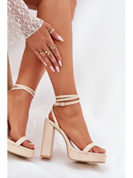 Women's Heeled Sandals With Strap Beige Fevenne
