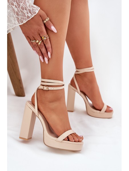 Women's Heeled Sandals With Strap Beige Fevenne