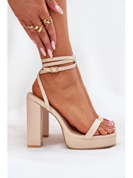 Women's Heeled Sandals With Strap Beige Fevenne