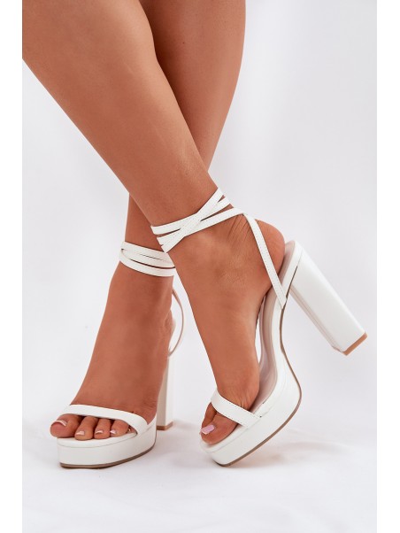 Women's Heeled Sandals With Strap White Fevenne