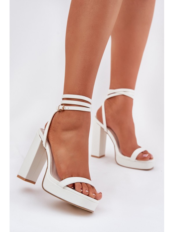 Women's Heeled Sandals With Strap White Fevenne