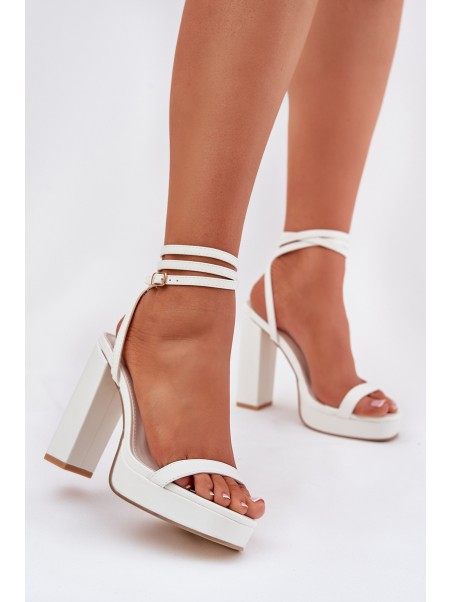 Women's Heeled Sandals With Strap White Fevenne