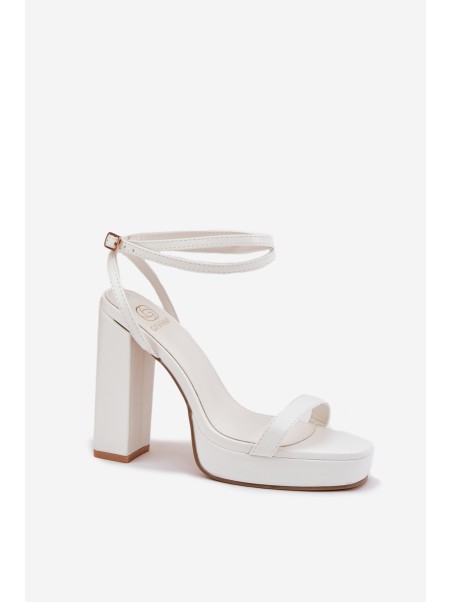 Women's Heeled Sandals With Strap White Fevenne