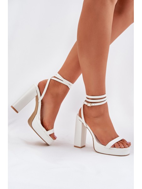 Women's Heeled Sandals With Strap White Fevenne