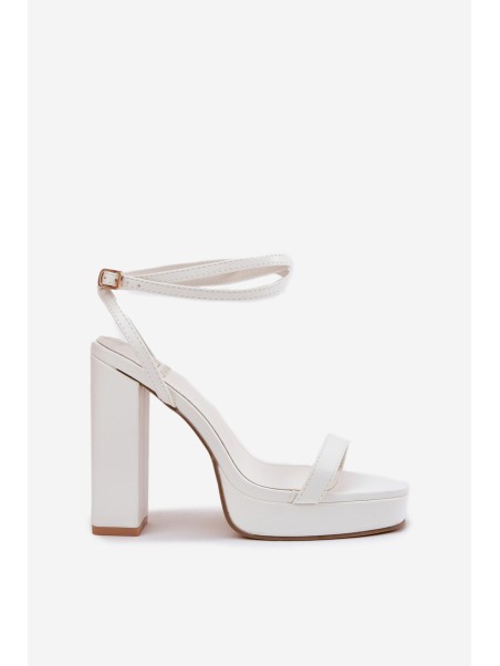 Women's Heeled Sandals With Strap White Fevenne