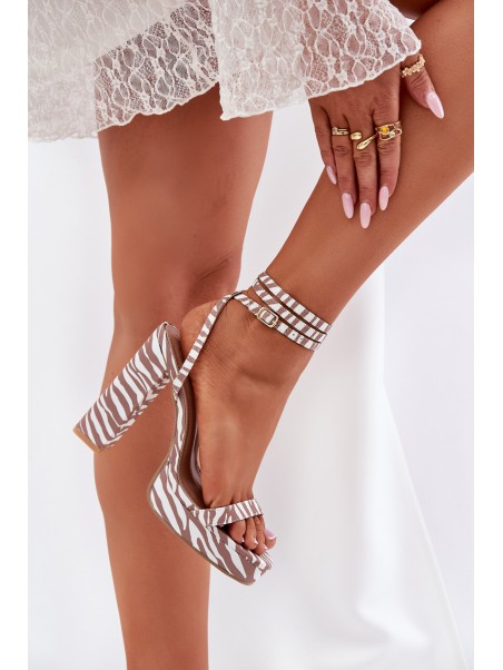 Women's Heeled Sandals With Strap Zebra Fevenne