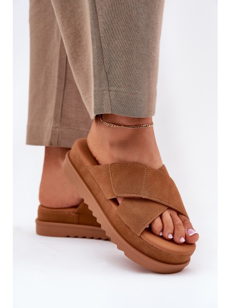 Women's Platform Sandals With Intertwined Straps Camel Rinasara