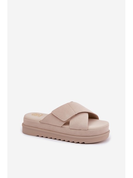 Women s Platform Slippers With Intertwining Straps Beige Rinasara