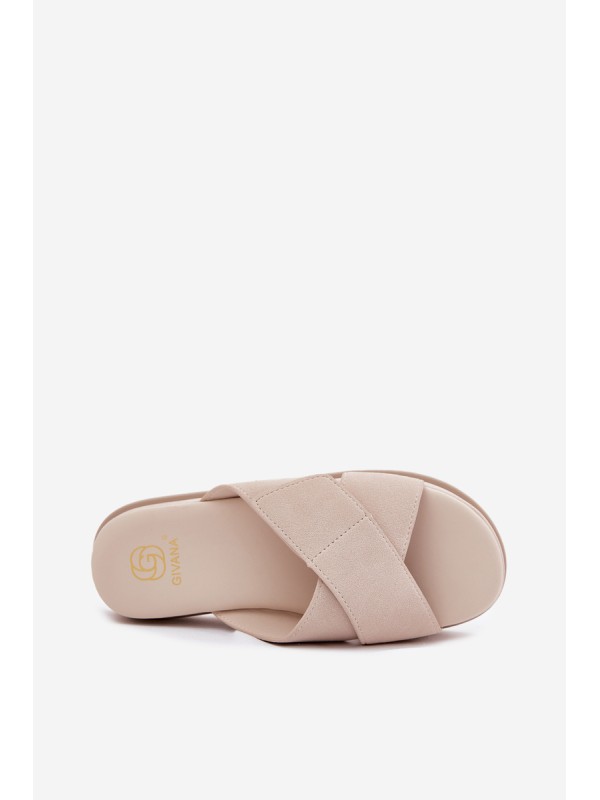 Women s Platform Slippers With Intertwining Straps Beige Rinasara