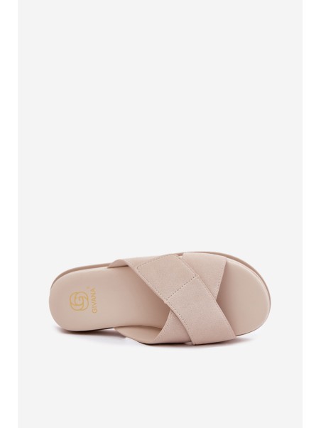 Women s Platform Slippers With Intertwining Straps Beige Rinasara