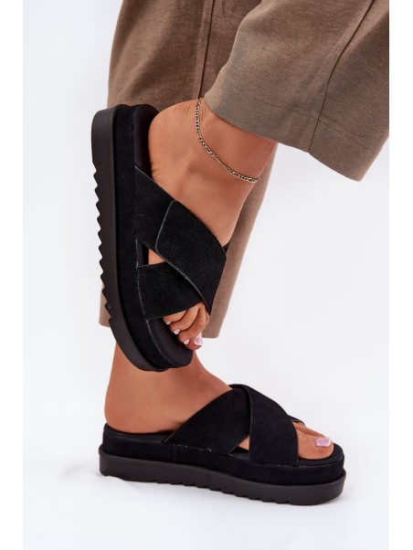 Womens platform sandals with intertwining straps black Rinasara