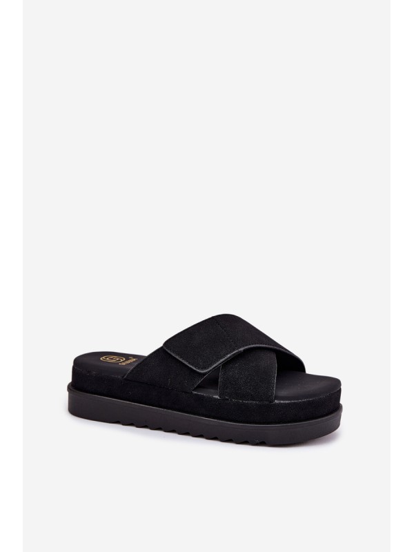 Womens platform sandals with intertwining straps black Rinasara