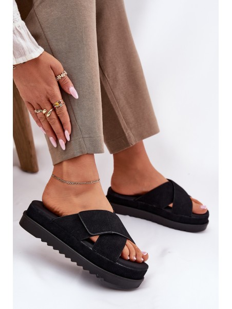 Womens platform sandals with intertwining straps black Rinasara