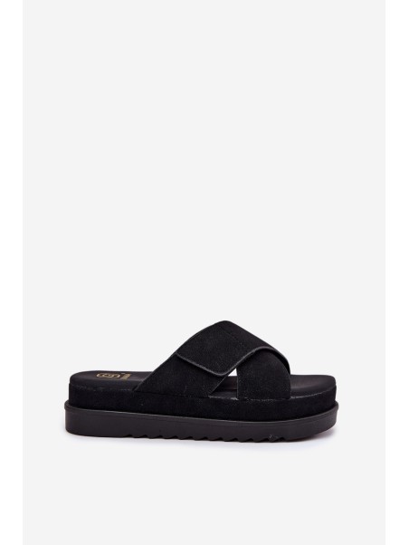 Womens platform sandals with intertwining straps black Rinasara