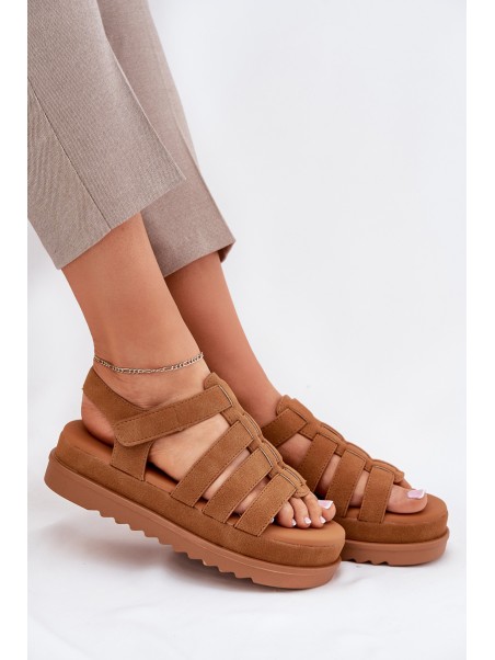 Women Sandals On Platform Eco Suede Camel Filisenia