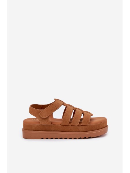 Women Sandals On Platform Eco Suede Camel Filisenia