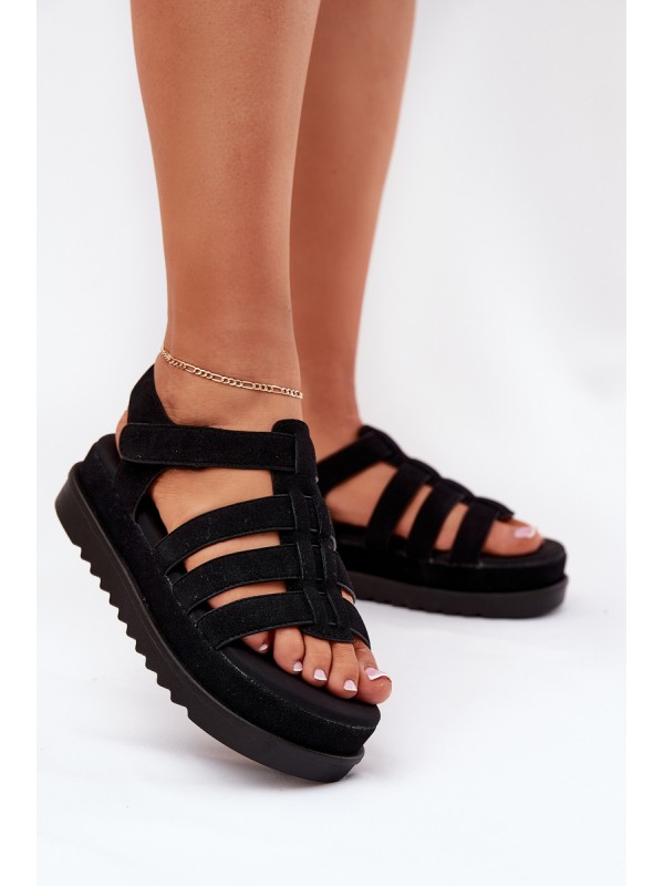 Women's Platform Eco Suede Sandals Black Filisenia
