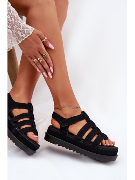 Women's Platform Eco Suede Sandals Black Filisenia