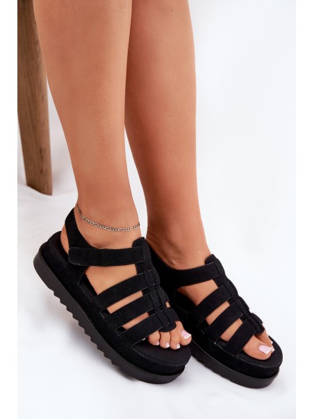 Women's Platform Eco Suede Sandals Black Filisenia