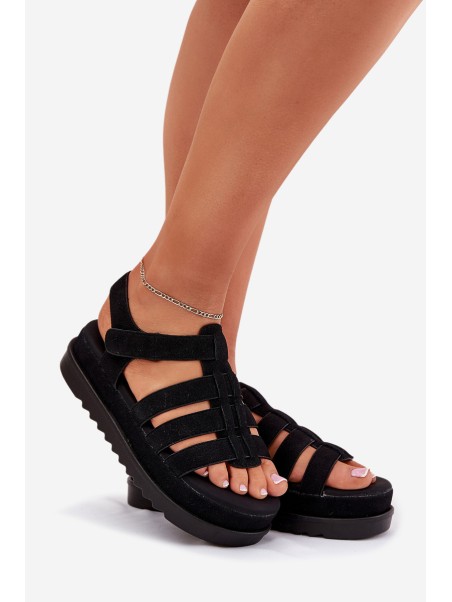 Women's Platform Eco Suede Sandals Black Filisenia