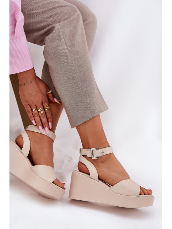 Wedge Heeled Women's Sandals Beige Efrina