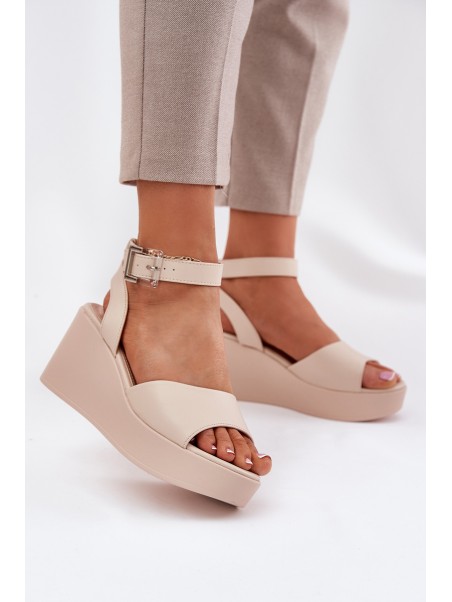 Wedge Heeled Women's Sandals Beige Efrina