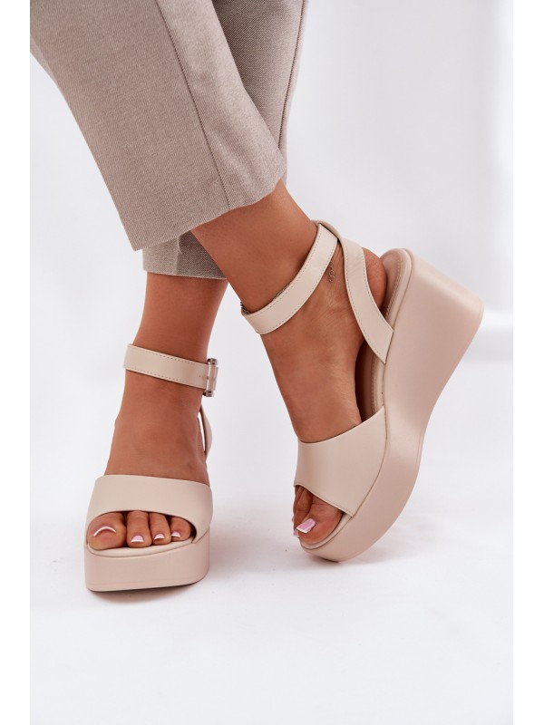 Wedge Heeled Women's Sandals Beige Efrina