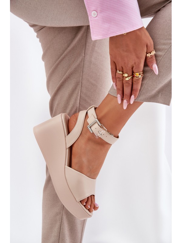 Wedge Heeled Women's Sandals Beige Efrina