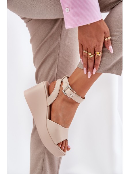 Wedge Heeled Women's Sandals Beige Efrina